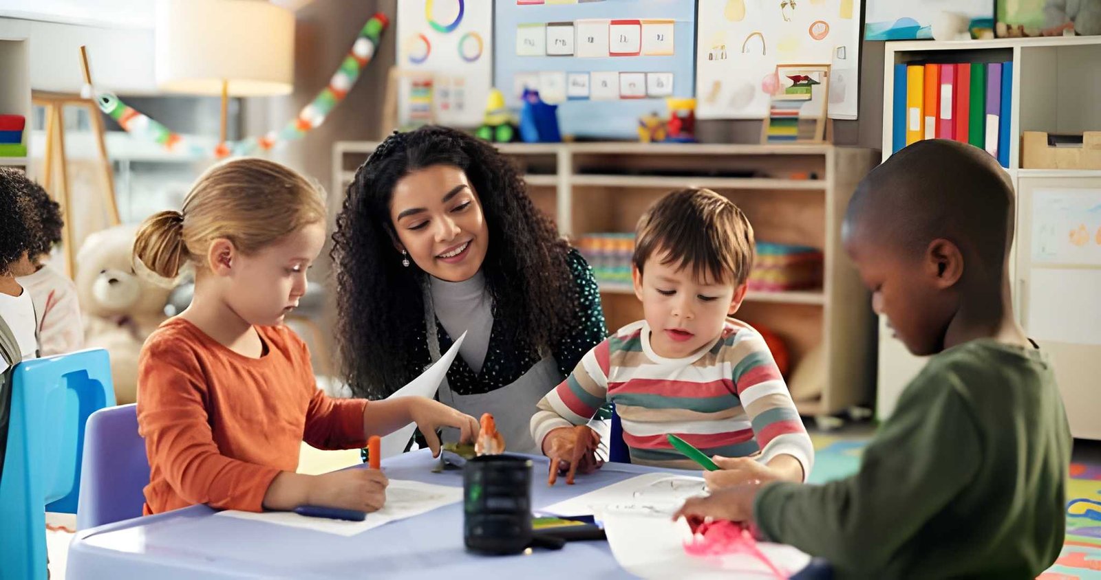 Teachers and children learning together at the academy